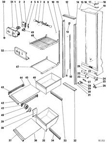 REFRIGERATOR SECTION Diagram and Parts List for SS195M-1  General Electric Refrigerator