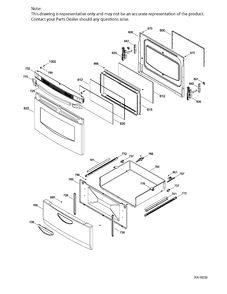 DOOR & DRAWER Diagram and Parts List for JCAS724H3WW  General Electric Range