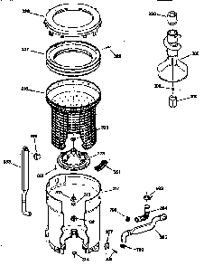 Tub, Basket & Agitator Diagram and Parts List for WCSR411078AA  General Electric Washer