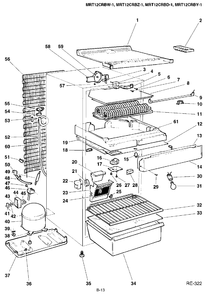 CABINET Diagram and Parts List for 32240-1  General Electric Refrigerator