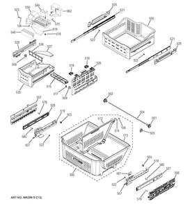 Freezer Shelves Diagram and Parts List for GFE29HSDHSS  General Electric Refrigerator