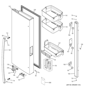 Fresh Food Door - Lh Diagram and Parts List for GNE29GSHBSS  General Electric Refrigerator