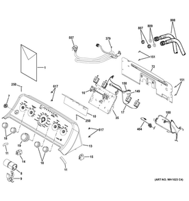 Controls & Backsplash Diagram and Parts List for GTW490ACJ1WS  General Electric Washer