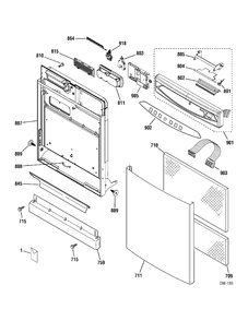 DOOR & ESCUTCHEON PARTS Diagram and Parts List for ZBD1111G00WW  General Electric Dishwasher