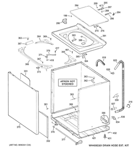 Cabinet, Cover & Front Panel Diagram and Parts List for WNRD2050G3WC  General Electric Washer