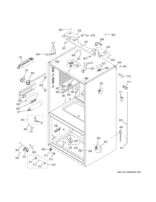 Case Parts Diagram and Parts List for DFE28JMKEES  General Electric Refrigerator
