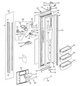 Freezer Door Diagram and Parts List for PSB42LGRWV  General Electric Refrigerator