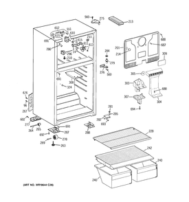 CABINET Diagram and Parts List for MTS18BBSDRWW  General Electric Refrigerator