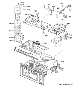 Interior Parts Diagram and Parts List for ZSA1202J2SS  General Electric Microwave