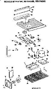 Unit Diagram and Parts List for MTX14EMERWH  General Electric Refrigerator