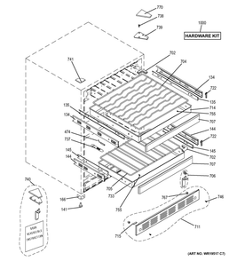 Cabinet And Shelves Diagram and Parts List for ZDWR240PBBS  General Electric Wine and Beverage Cooler