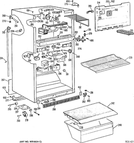 CABINET Diagram and Parts List for TBC18SPBRAD  General Electric Refrigerator