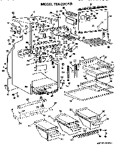 Cabinet Parts Diagram and Parts List for TBX23CFB  General Electric Refrigerator