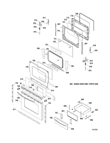 DOOR & DRAWER Diagram and Parts List for JCBP78SP1SS  General Electric Range