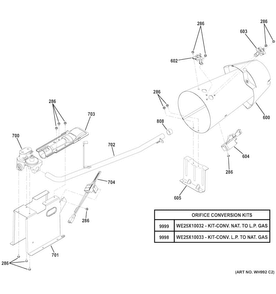 Gas Valve & Burner Assembly Diagram and Parts List for GFDR270GH0WW  General Electric Dryer