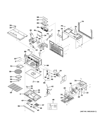 Oven Cavity Parts Diagram and Parts List for CVM919M2N1S5  General Electric Microwave