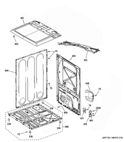 Cabinet And Top Panel Diagram and Parts List for GTD33EASK1WW  General Electric Dryer
