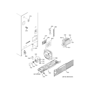 Machine Compartment Diagram and Parts List for GFE26JYMYFFS  General Electric Refrigerator