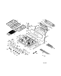 CONTROL PANEL & COOKTOP Diagram and Parts List for PCGB930SET2SS  General Electric Range