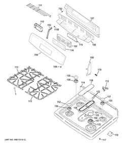 Part Location Diagram of WB62X20488 GE Rangetop & Bracket ASM - Black