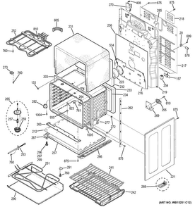 Lower Oven Diagram and Parts List for PB955SF1SS  General Electric Range