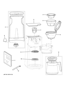 Part Location Diagram of WC02X21245 GE TECH BLACK VACUUM CARAFE WITH