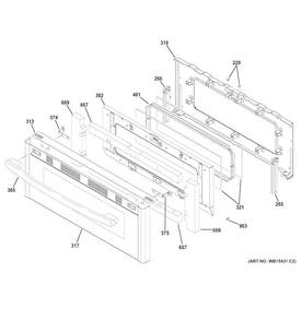 Upper Door Diagram and Parts List for JGB860EEJ3ES  General Electric Range