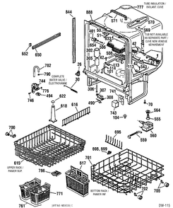 BODY PARTS Diagram and Parts List for 405613  General Electric Dishwasher