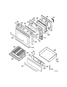 DOOR & DRAWER Diagram and Parts List for JGBP35SEL1SS  General Electric Range