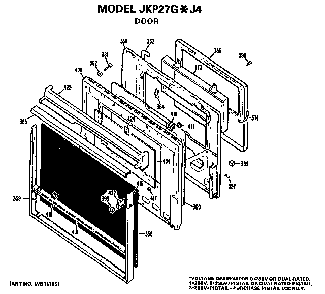 Door Diagram and Parts List for JKP27GJ4  General Electric Wall Oven