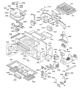 Body Parts Diagram and Parts List for JVM1190SY001  General Electric Microwave