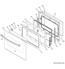 UPPER DOOR Diagram and Parts List for PK7500DF5WW  General Electric Wall Oven