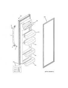 Fresh Food Door Diagram and Parts List for GSH25JGDDWW  General Electric Refrigerator