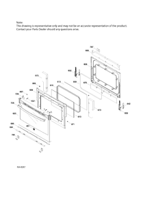 DOOR & DRAWER PARTS Diagram and Parts List for PCGS910SEF3SS  General Electric Range