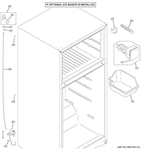 Ice Maker Diagram and Parts List for GTE18LGHHRWW  General Electric Refrigerator