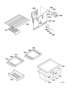 SHELVES Diagram and Parts List for HTA18KBNWW  General Electric Refrigerator