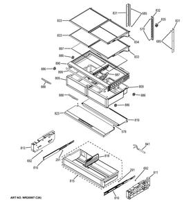 Fresh Food Shelves Diagram and Parts List for CWE23SSHFSS  General Electric Refrigerator