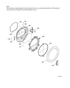 DOOR ASM Diagram and Parts List for GFMN110GD2WW  General Electric Dryer