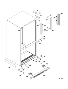 HINGES, TOE KICK & SHELF SUPPORTS Diagram and Parts List for GDRS0KBXARSS  General Electric Refrigerator
