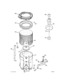 TUB-AGITATOR Diagram and Parts List for 57731H3WW  General Electric Washer