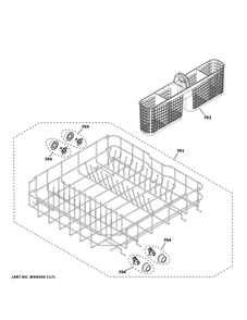 Lower Rack Assembly Diagram and Parts List for GDF450PGR0WW  General Electric Dishwasher