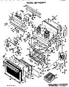 Main Body/cooktop/controls Diagram and Parts List for JBV42G*H1  General Electric Range