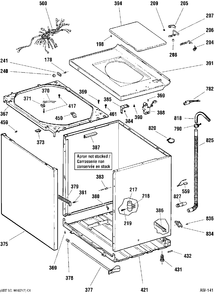 CABINET, COVER & FRONT PANEL Diagram and Parts List for WCCB2050T6AC  General Electric Washer