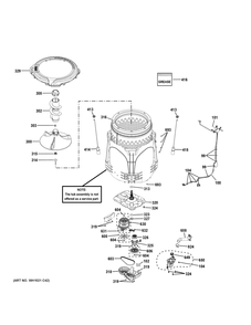 Tub And Motor Diagram and Parts List for GTW585BSV3WS  General Electric Washer