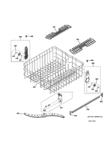 UPPER RACK Diagram and Parts List for GDF520PSF0SS  General Electric Dishwasher