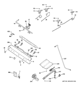 Gas And Burner Parts Diagram and Parts List for JGBS30DEK1BB  General Electric Range