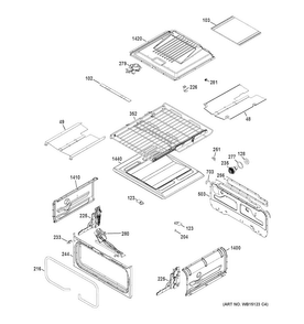 Upper Oven Diagram and Parts List for CGS990SET4SS  General Electric Range
