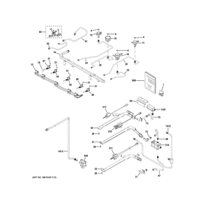 Gas And Burner Parts Diagram and Parts List for PGB965BP4TS  General Electric Range