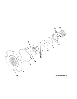 Convection Fan Diagram and Parts List for P2B940SEJ6SS  General Electric Range