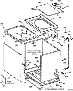 CABINET Diagram and Parts List for XVXR1040TAWB  General Electric Washer